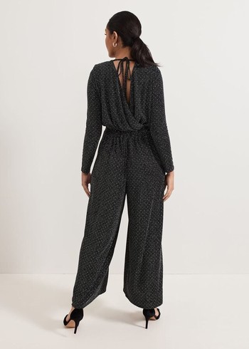 Phase Eight Petite Sasha Sparkle Jumpsuit Black Australia | KS1357429